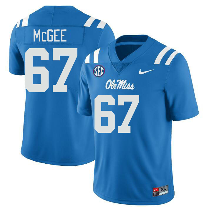 Men #67 Quincy McGee Ole Miss Rebels College Football Jerseys Stitched Sale-Power Blue